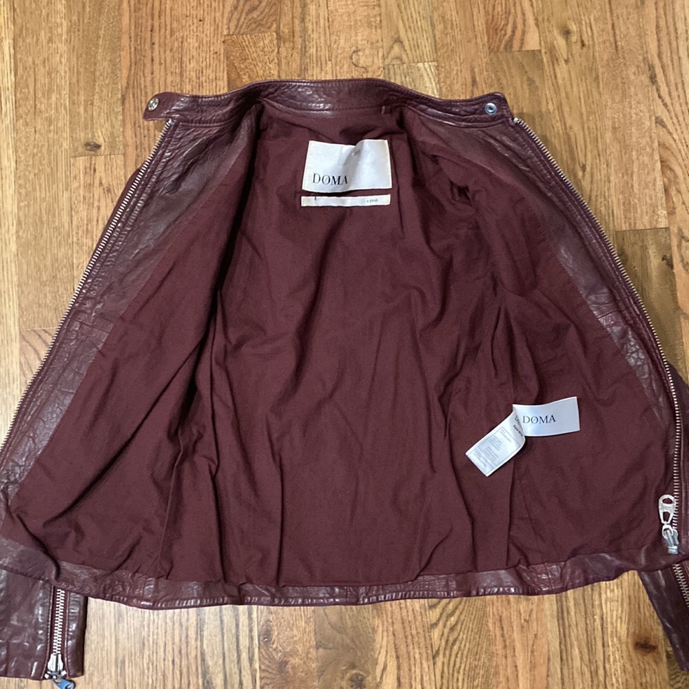 DOMA Biker Real Lamb Nappa Leather Jacket XS - Burgundy/Oxblood - Picture 9 of 9
